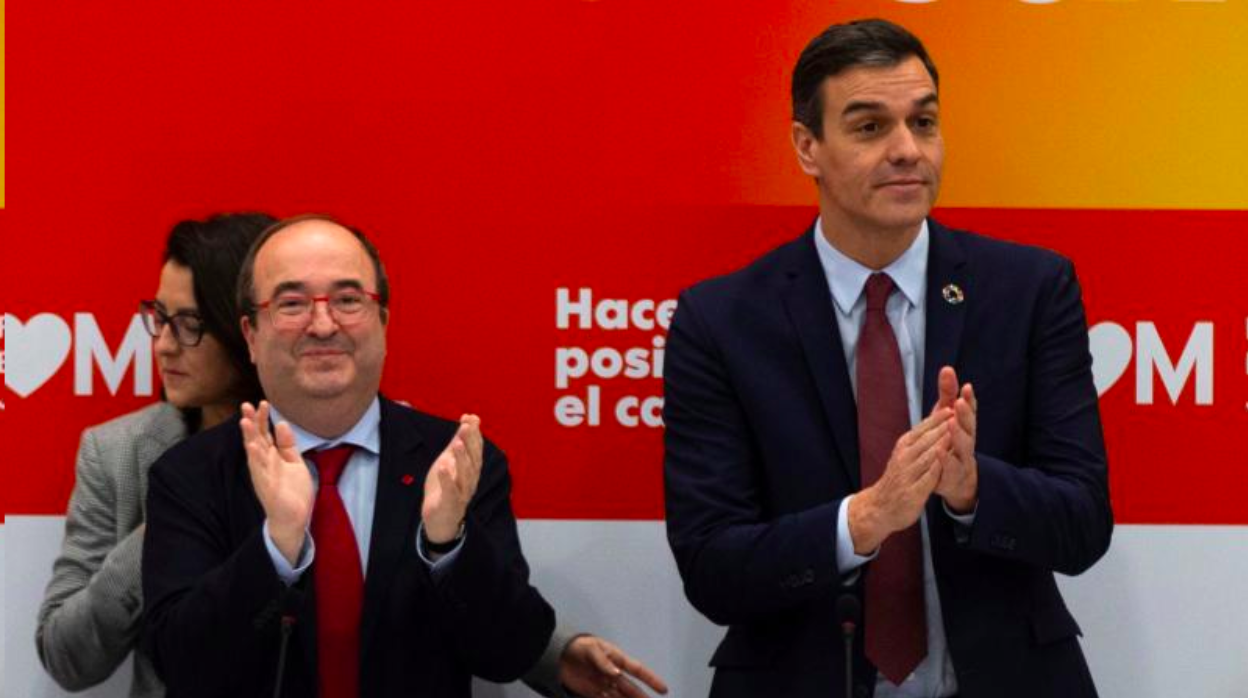 Miquel Iceta y Pedro Sánchez, en Barcelona, el pasado mes de febrero