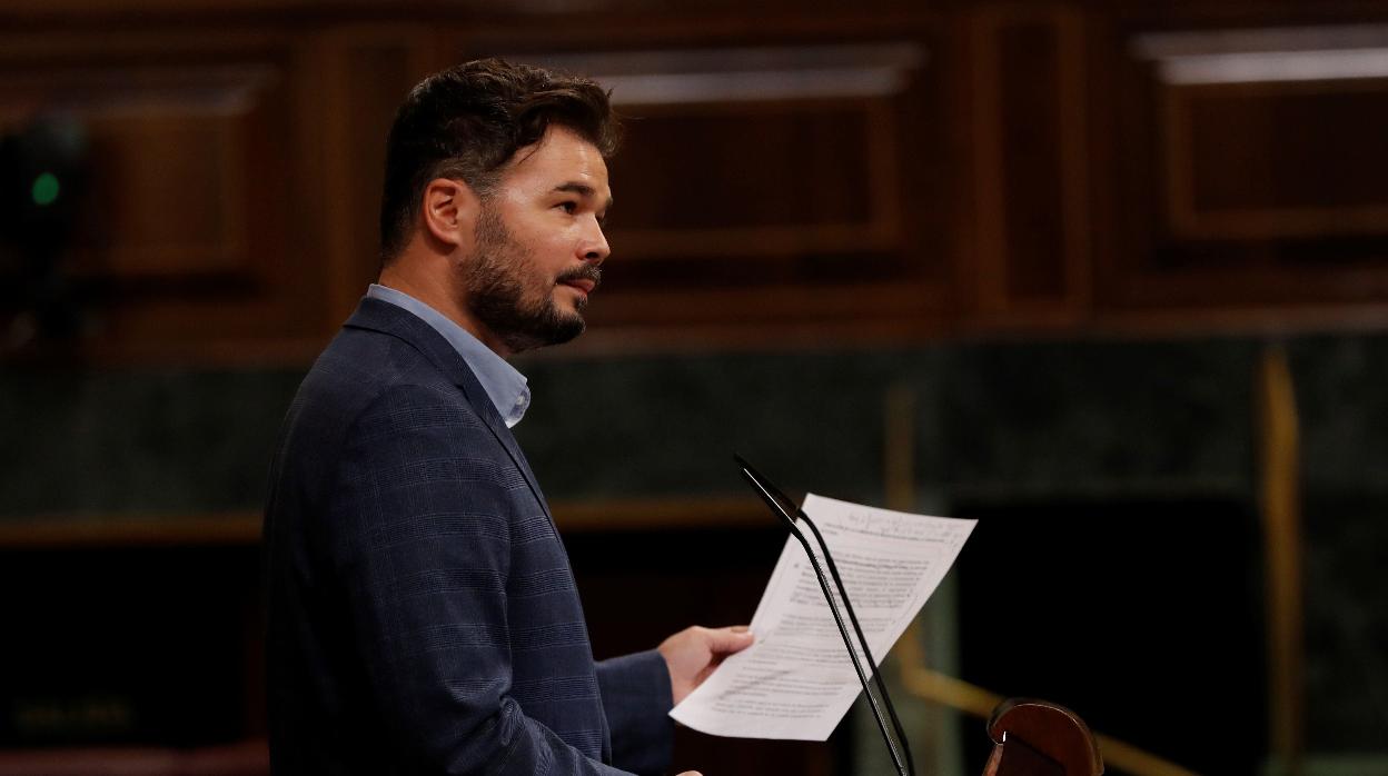 El portavoz de ERC en el Congreso, durante su intervención de hoy