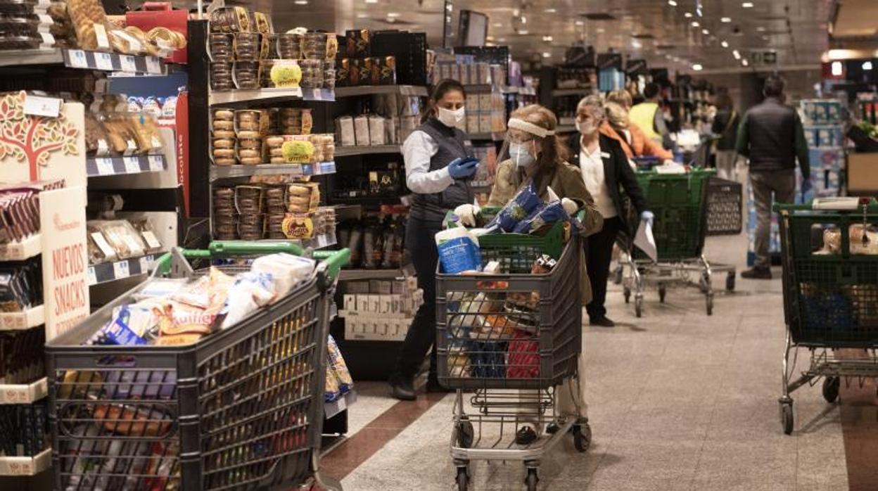 Carros de la compra en un supermercado