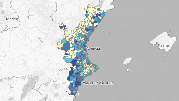 Mapa y listados de los nuevos rebrotes de coronavirus en los municipios valencianos