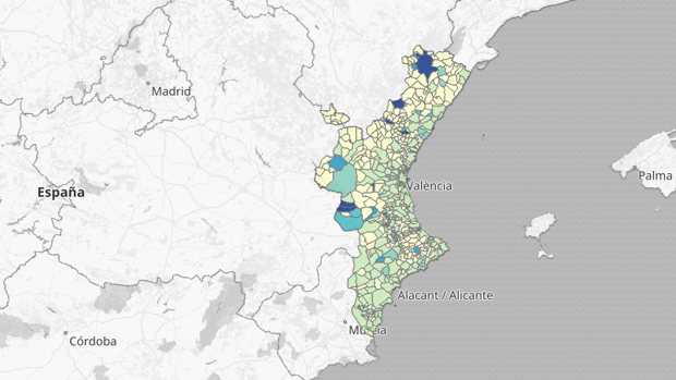 Mapa y listado por municipios de los últimos rebrotes de coronavirus en Valencia, Alicante y Castellón