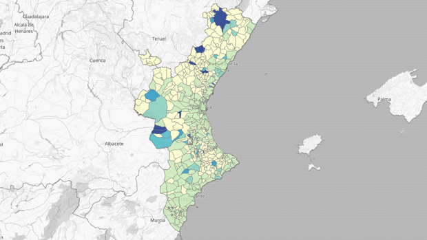 Coronavirus en Valencia: listado de los sesenta municipios con más muertos que la media española