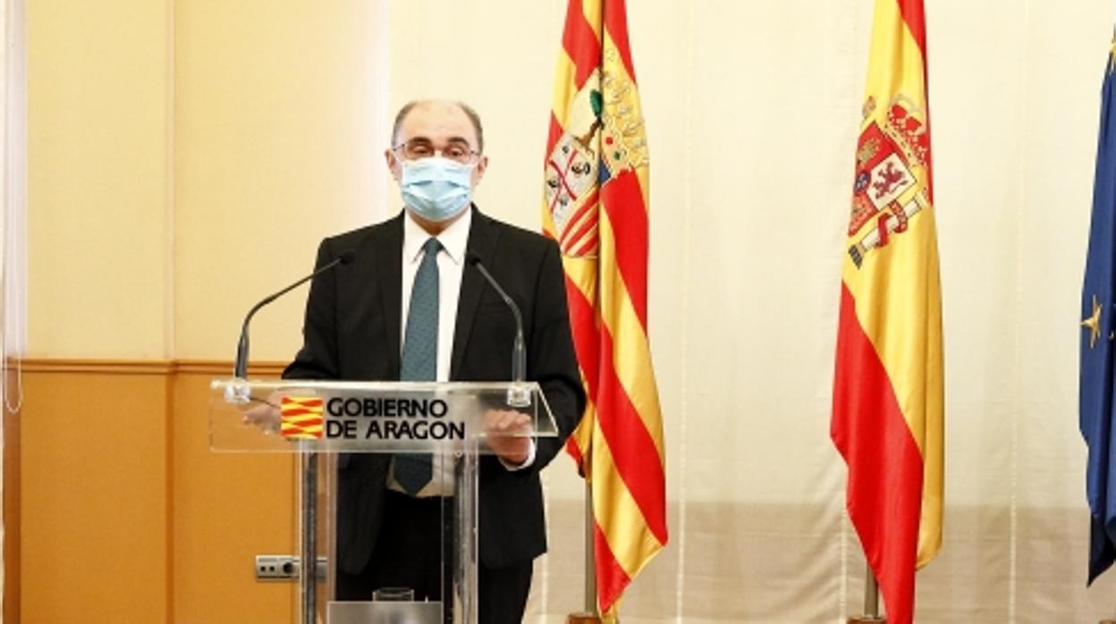 El presidente de Aragón, Javier Lambán, anuncia el confinamiento de Aragón