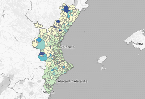 Mapa de los rebrotes de coronavirus en Valencia, Alicante y Castellón tras la declaración del toque de queda