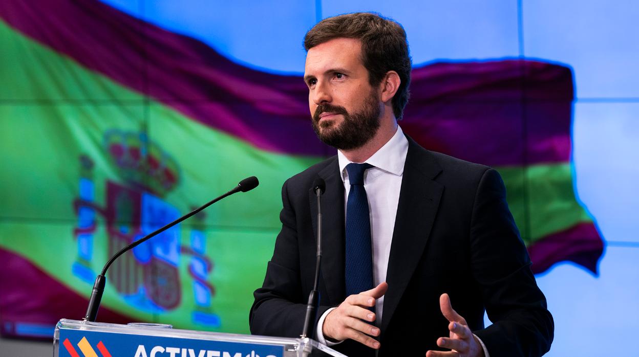 El presidente del PP, Pablo Casado, en el Comité Ejecutivo Nacional de su partido