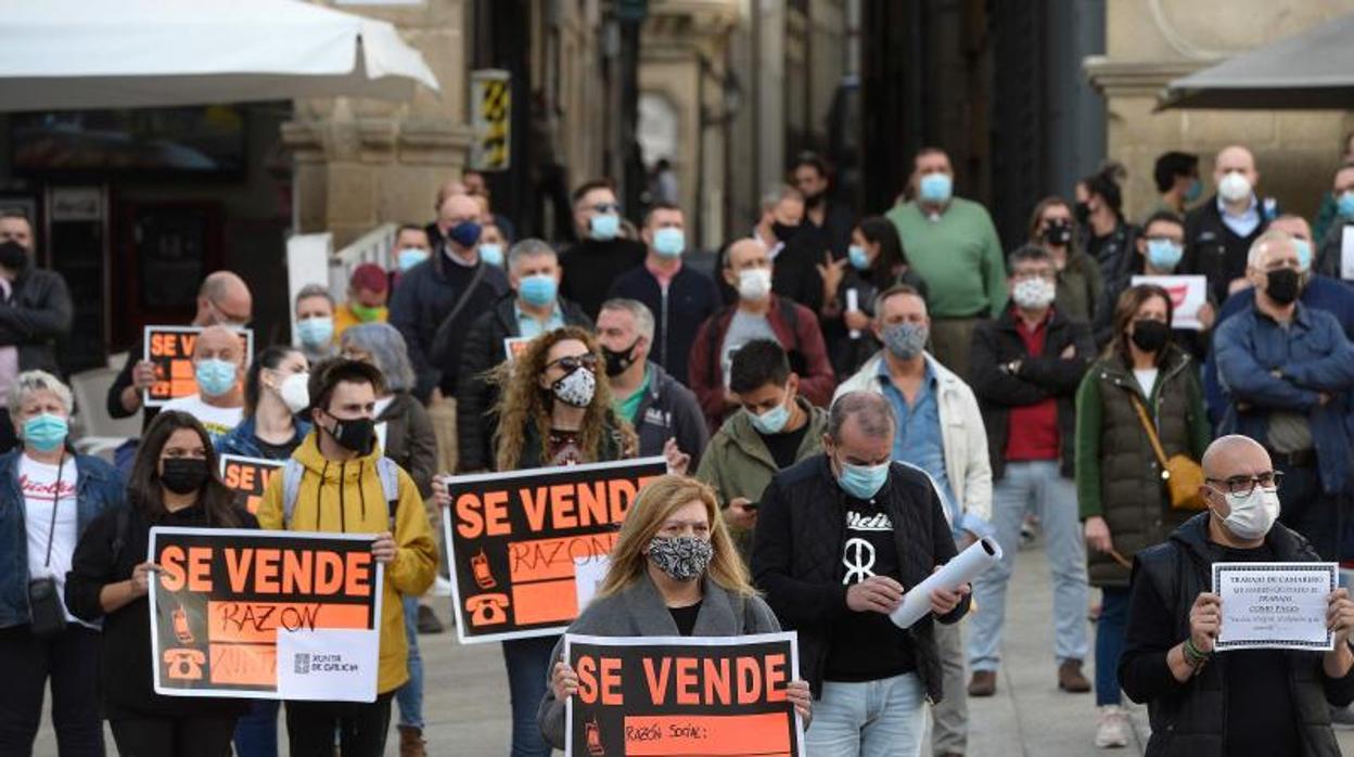 Protesta de los hosteleros orensanos a mediados del mes pasado