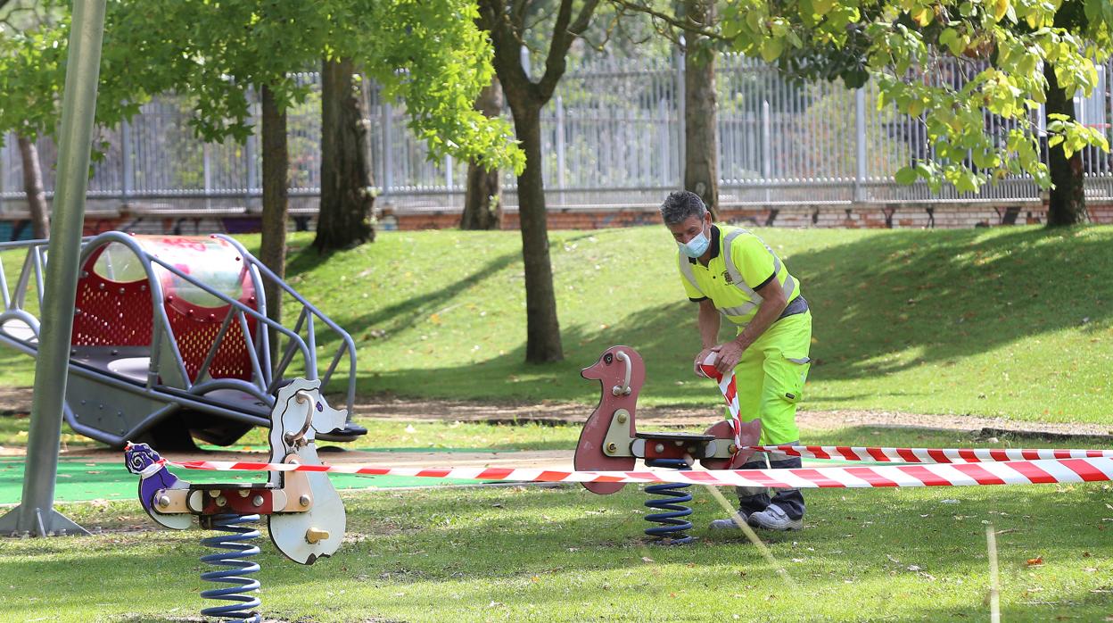 Cierre de un parque para frenar los contagios de Covid durante la pandemia