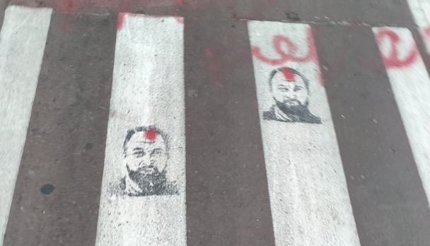 Vox denuncia unas pintadas con la imagen de Santiago Abascal con un tiro en la frente