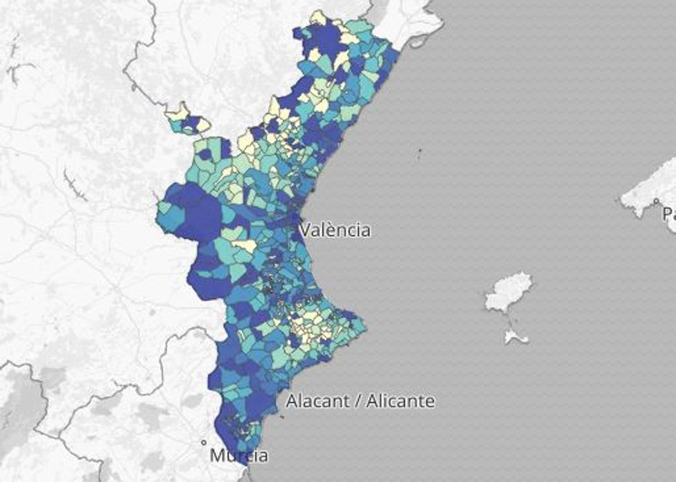 Imagen del mapa de la incidencia acumulada del coronavirus desde el inicio de la pandemia