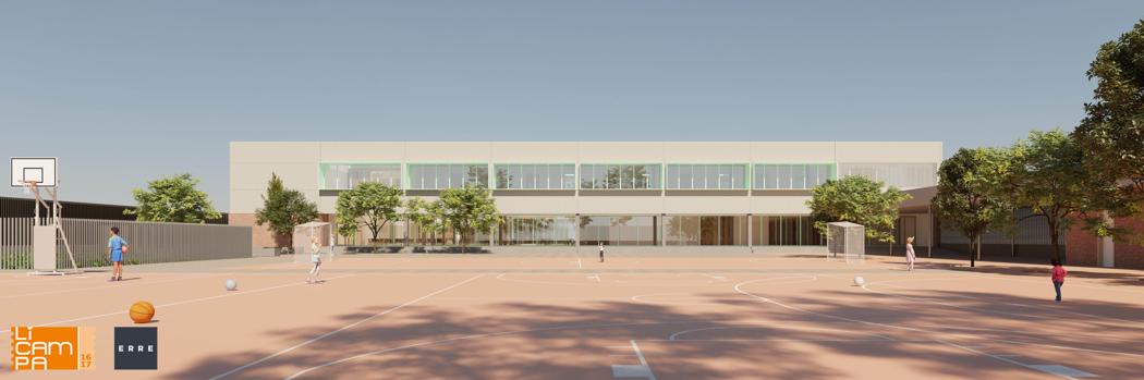 Simulación de las zonas deportivas del nuevo colegio público «Les Arts» de Valencia