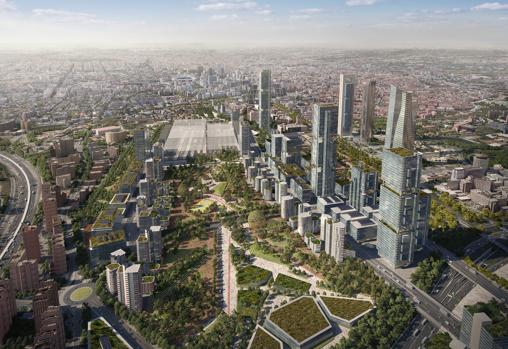 Recreación del parque central, junto a la estación de Chamartín