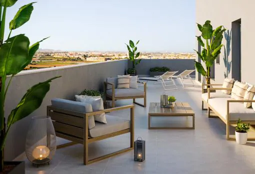 Así serán las terrazas de las viviendas de la promoción Espai de AEDAS Homes en Valencia