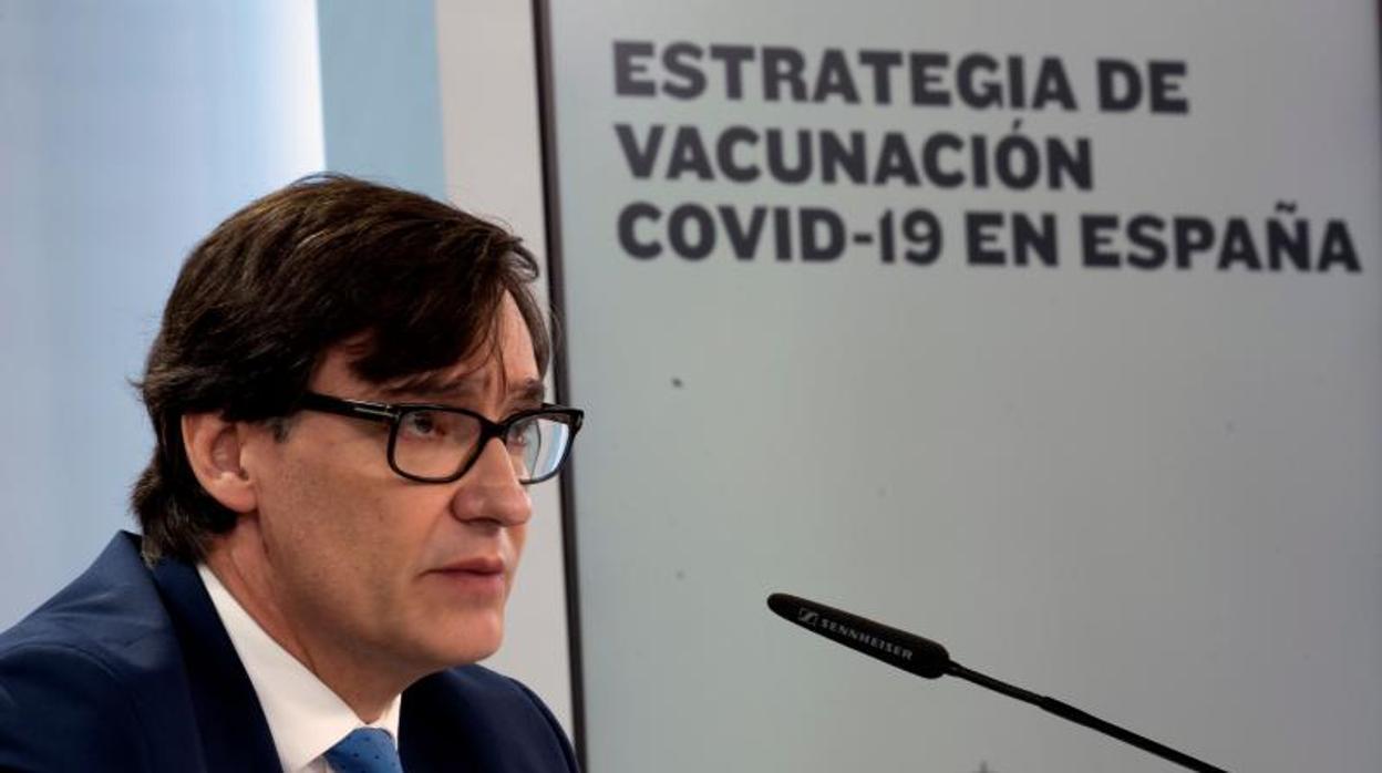 El ministro Salvador Illa durante la presentación de la estrategia de vacunación