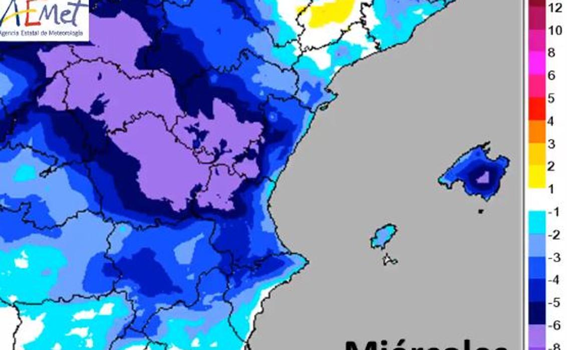 Imagen del mapa del incremento de las temperaturas máximas