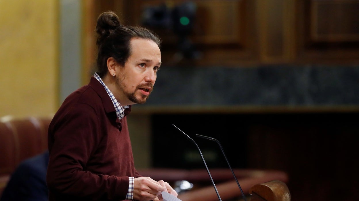 El vicepresidente segundo, Pablo Iglesias, este miércoles en el tribuna de oradores del Congreso