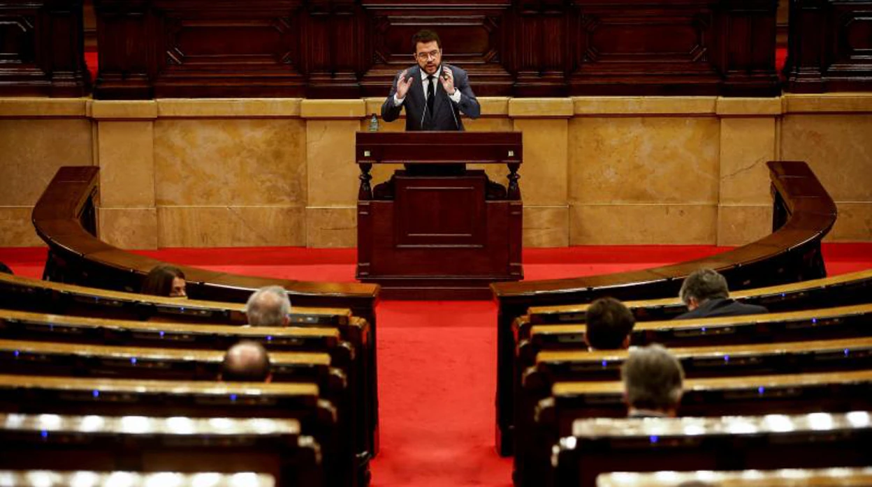 Pere Aragonès, el martes en el Parlament