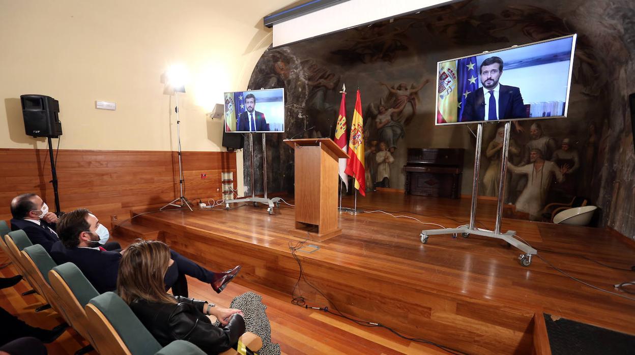 Pablo Casado ha participado de forma virutal en el acto del PP celebrado en el Castillo de San Servando, en Toledo