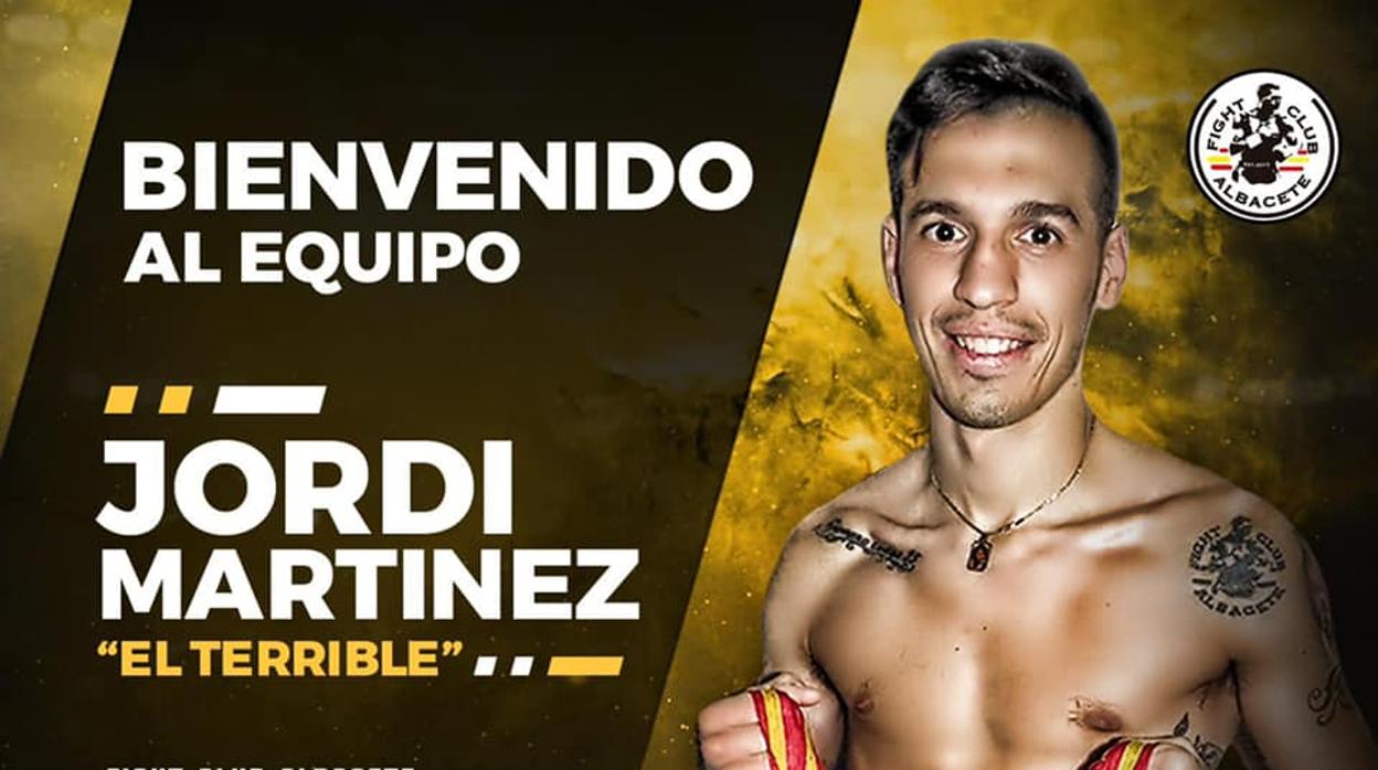 Cartel con el que el club da la bienvenida a Jordi Martínez