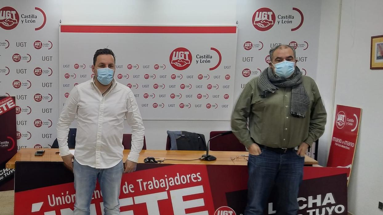 Holguín y Pérez durante la rueda de prensa de UGT