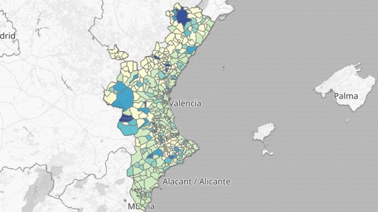 Imagen del mapa de los muertos por el coronavirus desde el inicio de la pandemia