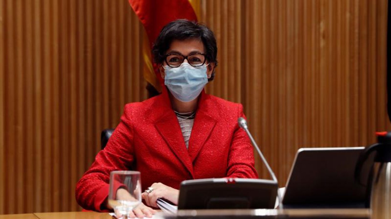 La ministra de Exteriores, Arancha González Laya, esta mañana en el Congreso