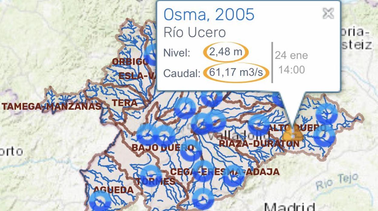 El río Ucero entra en alerta por la subida del caudal