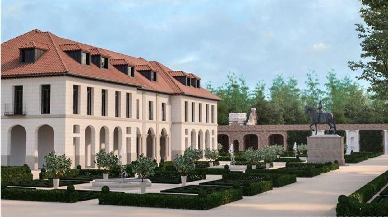 Recreación del Palacio de Vargas y los jardines y grutas del Reservado Chico tras la recuperación