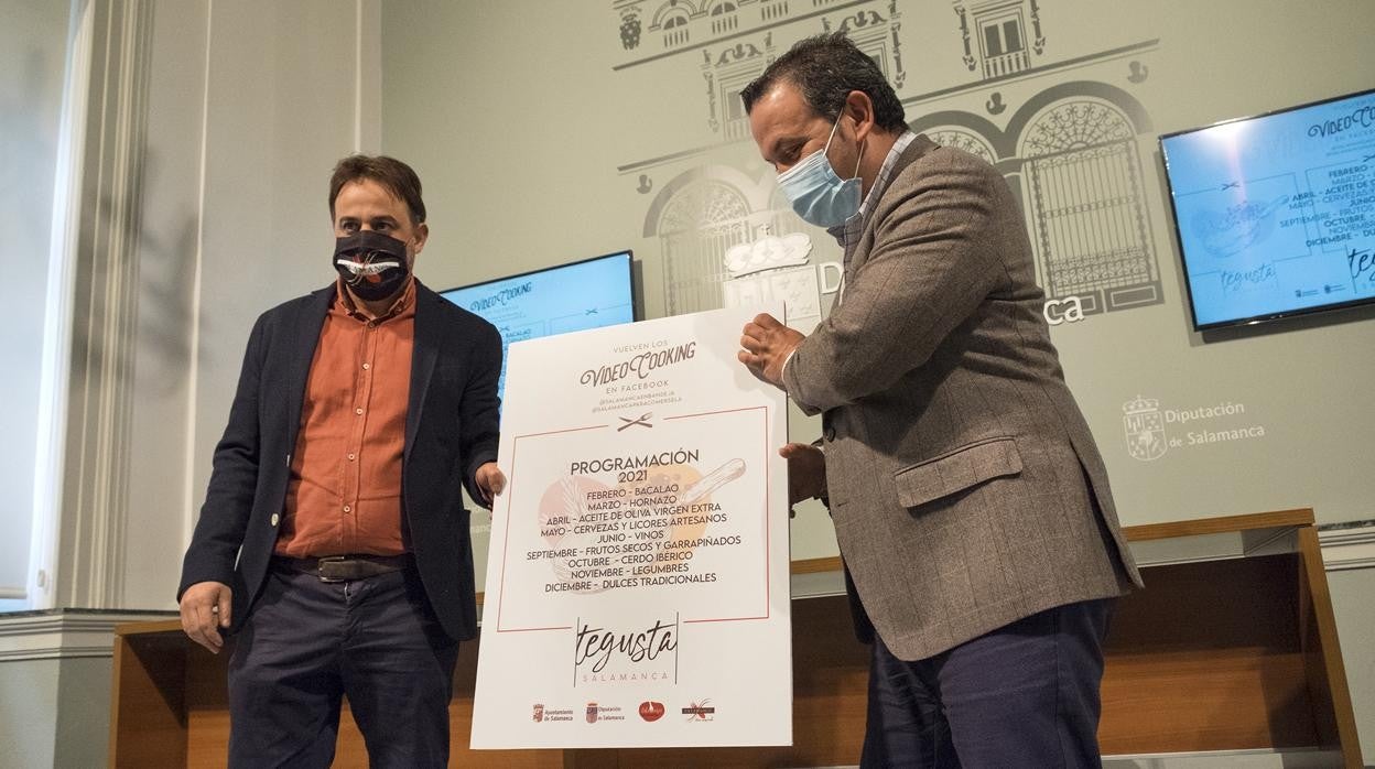 El concejal de Turismo, Fernando Castaño, y el diputado de Turismo de la Diputación Provincial, Javier García, presentan la programación Te Gusta Salamanca 2021