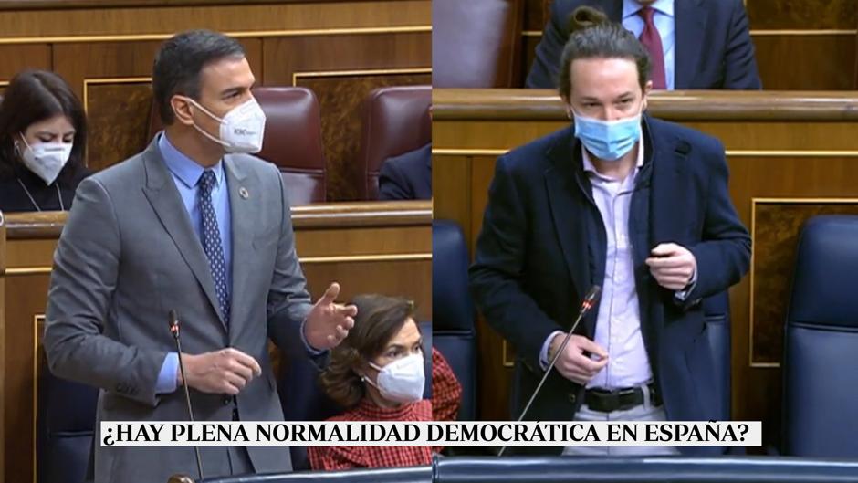 Un Gobierno, dos discursos: las respuestas de Sánchez e Iglesias sobre la normalidad democrática