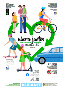 Cartel con recomendaciones para el tráfico en Alicante