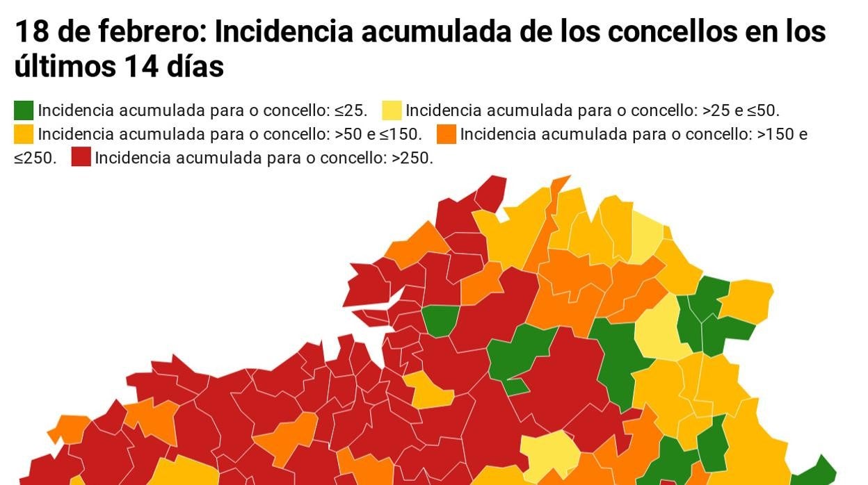 Mapa de IA y número de casos a 14 días