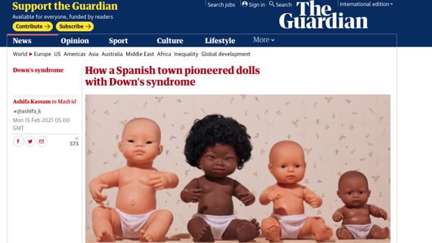 «The Guardian» hace más famosas las muñecas de Onil por ser las primeras del mundo con Down