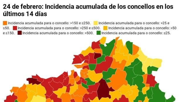 Coronavirus Galicia: descubre la incidencia y el número de casos de tu concello este miércoles