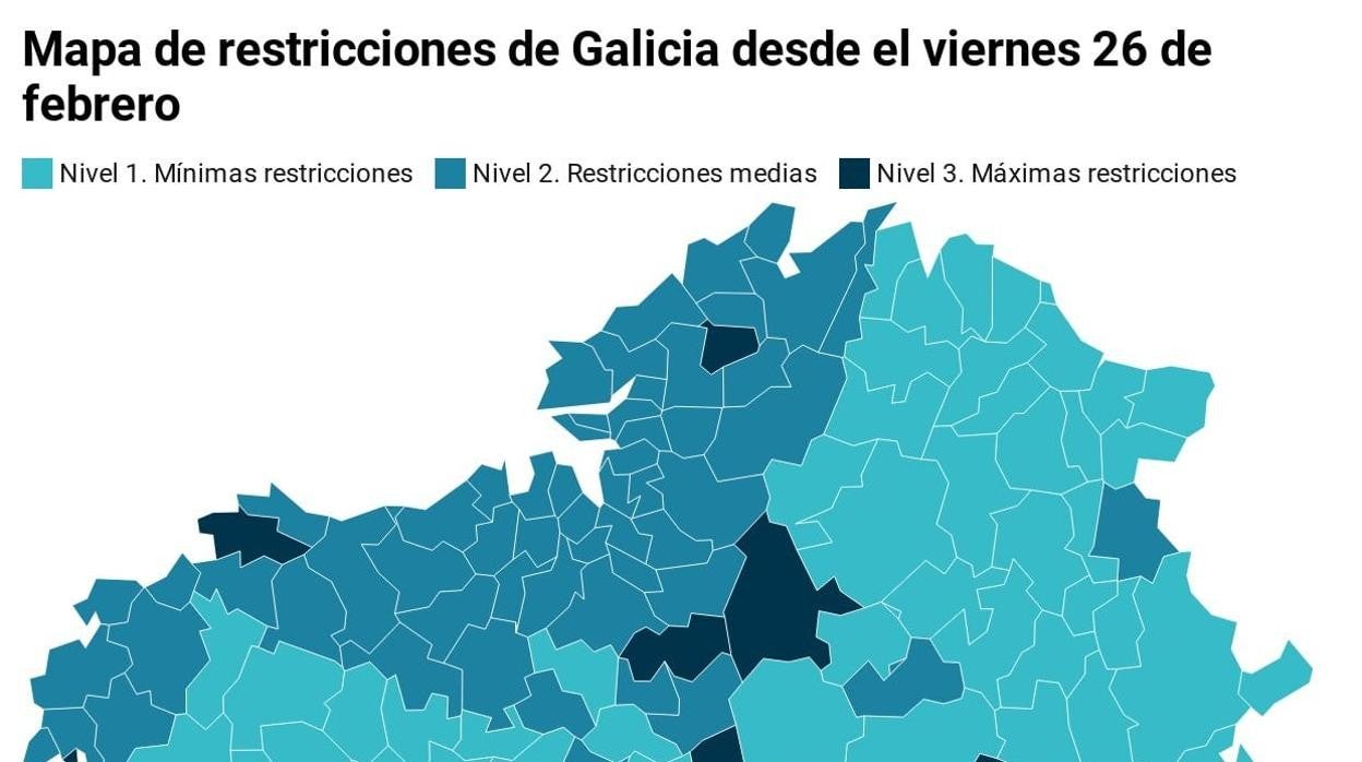 Mapa de restricciones en Galicia a partir del 26 de febrero