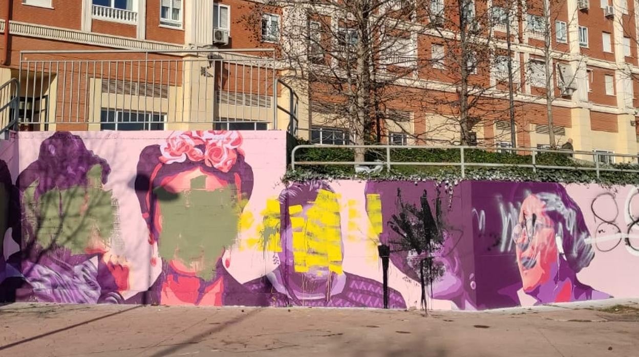 El mural de Getafe, que ha amanecido vandalizado este martes