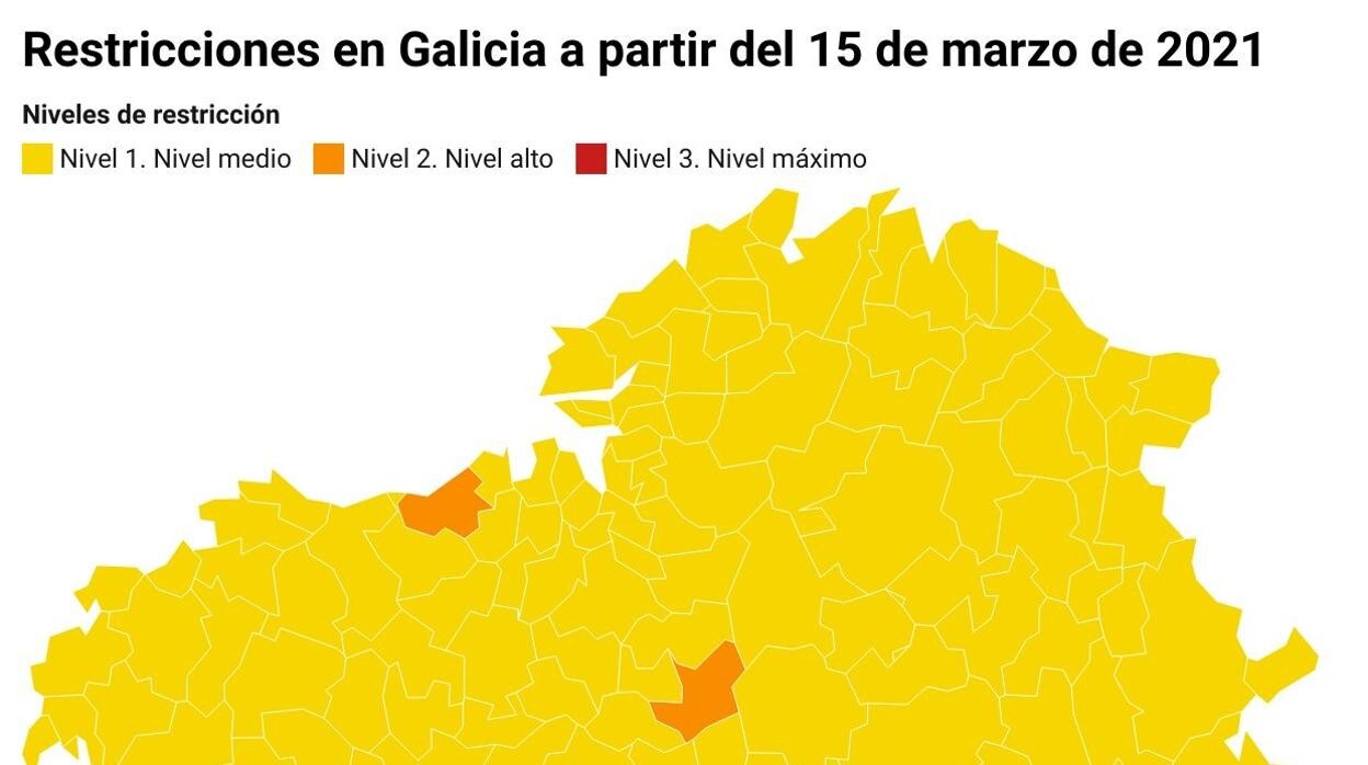 Mapa de las restricciones en Galicia a partir de este lunes