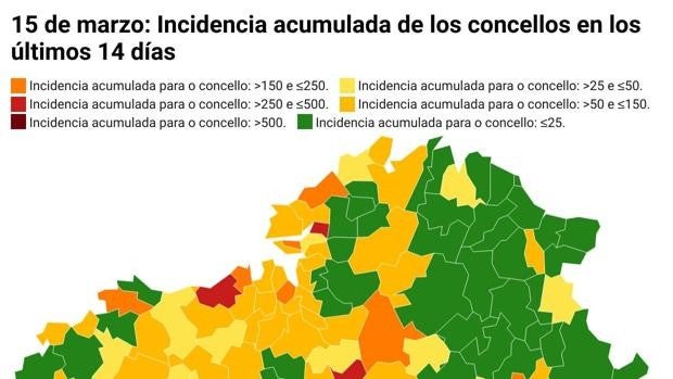 Coronavirus Galicia: comprueba la incidencia acumulada y el número de casos de tu concello este lunes