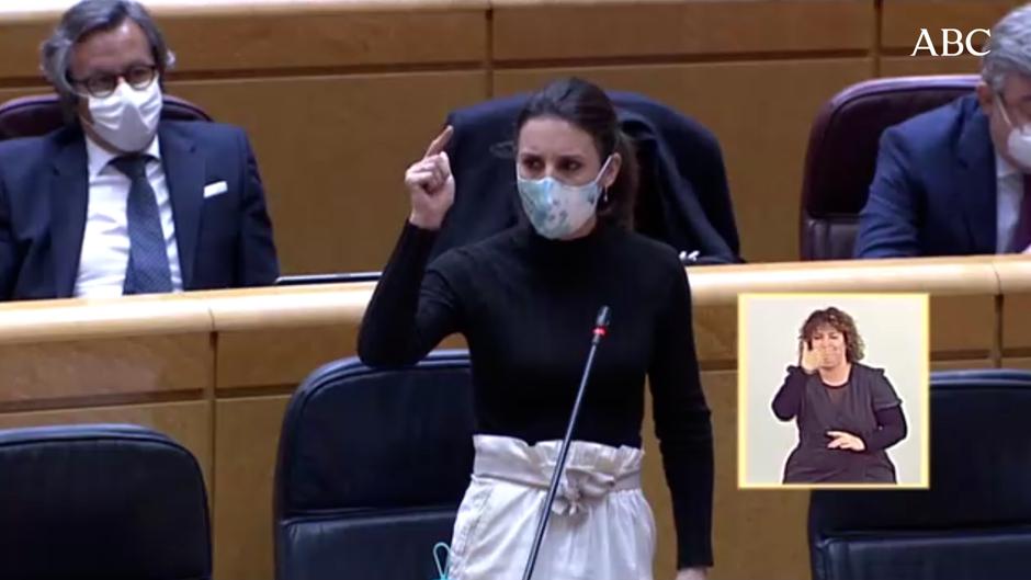 Irene Montero aprovecha el Senado para atacar a Ayuso: «Madrid no es segura para las mujeres»