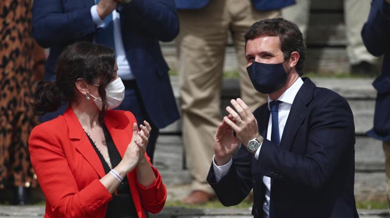 Isabel Díaz Ayuso y Pablo Casado, en la presentación de la candidatura del PP