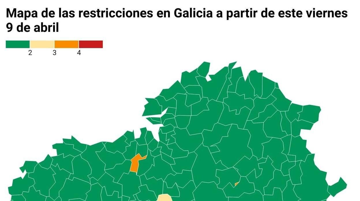 Mapa de restricciones de Galicia con los cambios tras el comité clínico