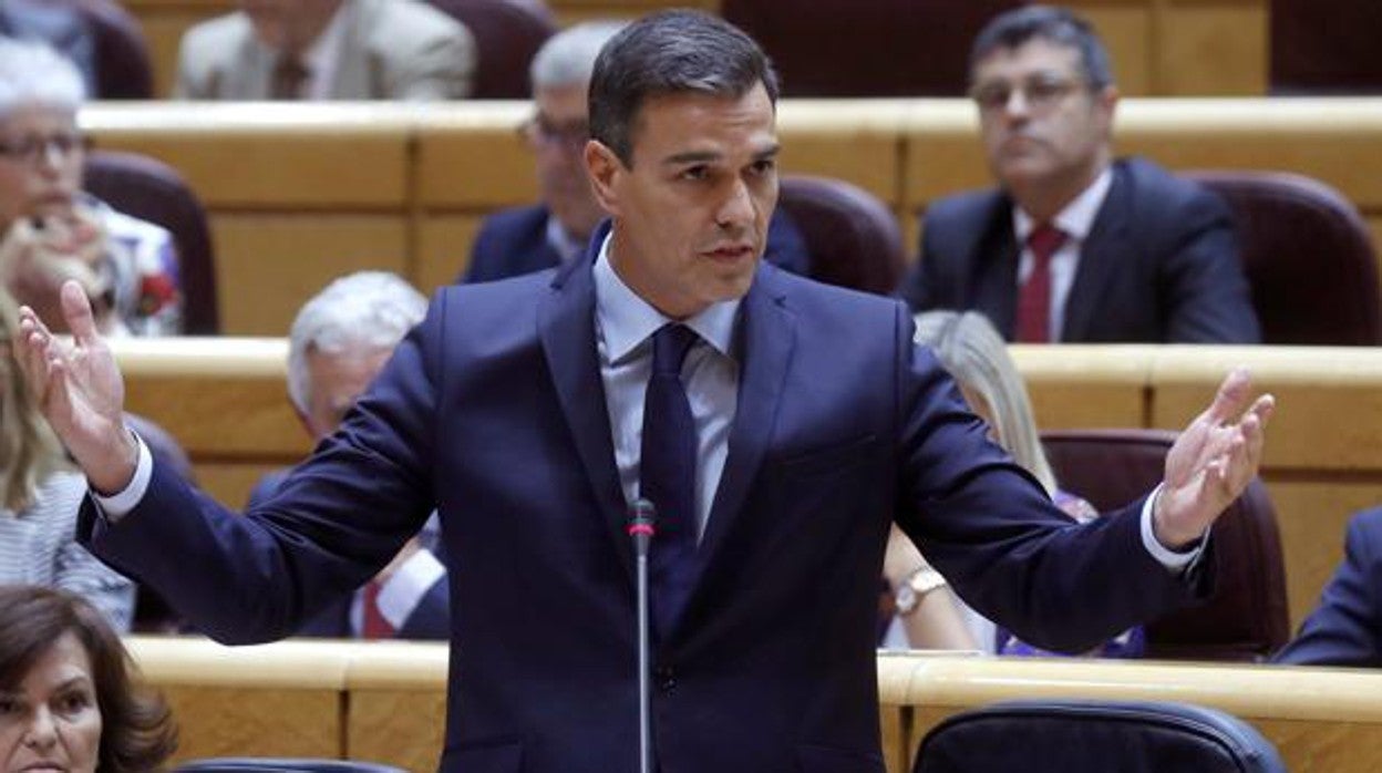 El presidente del Gobierno, Pedro Sánchez, en una imagen de archivo, en el Pleno del Senado