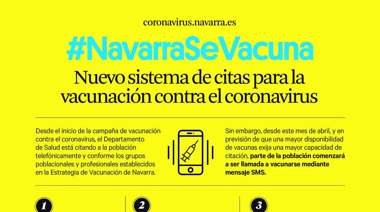 Imagen parcial del cartel sobre el aviso para vacunarse de Gobierno de Navarra.