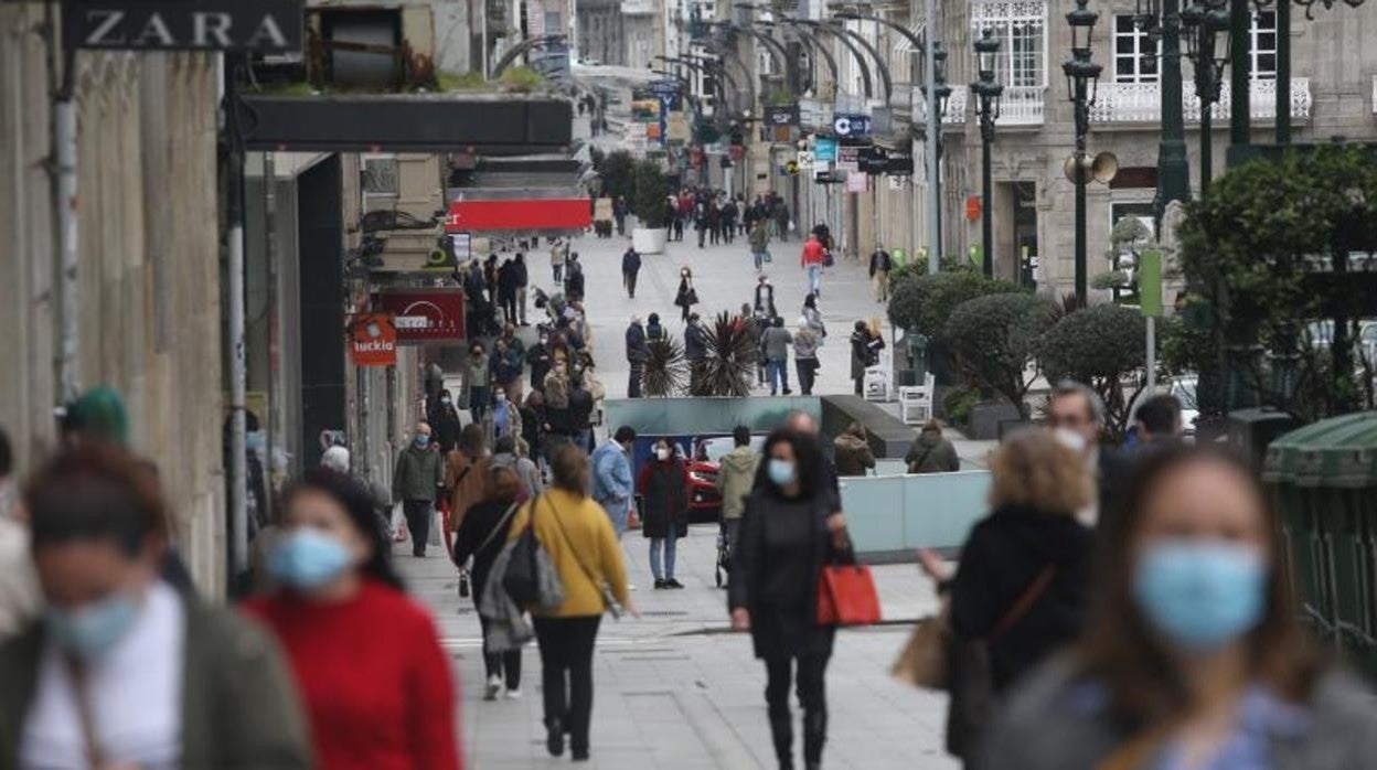 Una céntrica calle de Vigo, en una imagen reciente