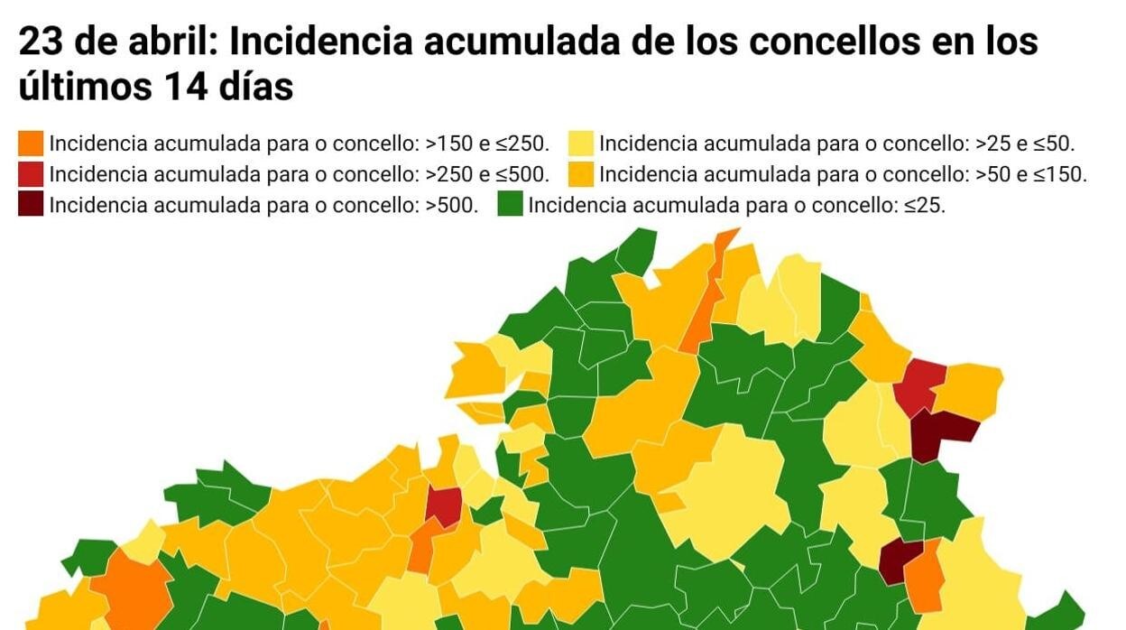MApa de incidencia de Galicia