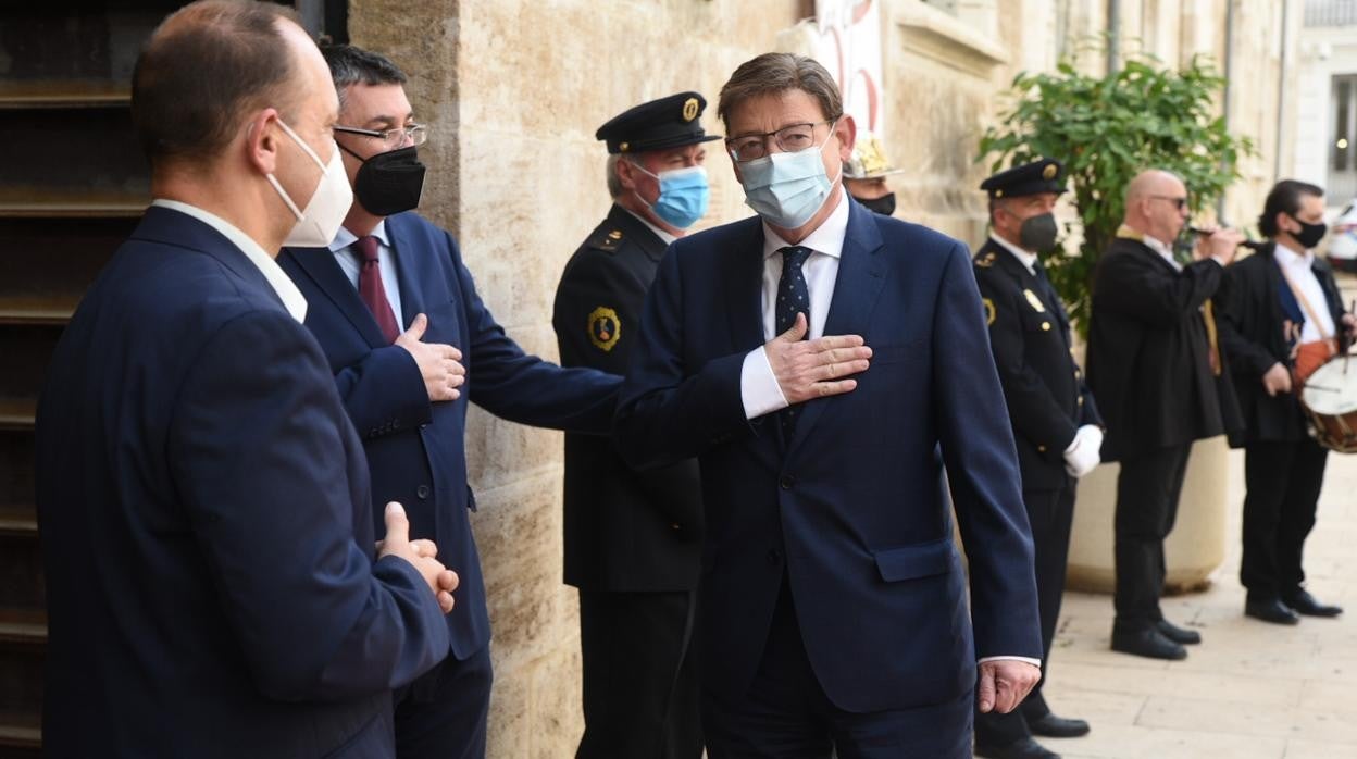 Imagen del presidente de la Generalitat, Ximo Puig, en el acto institucional por el Día de las Cortes Valencianas