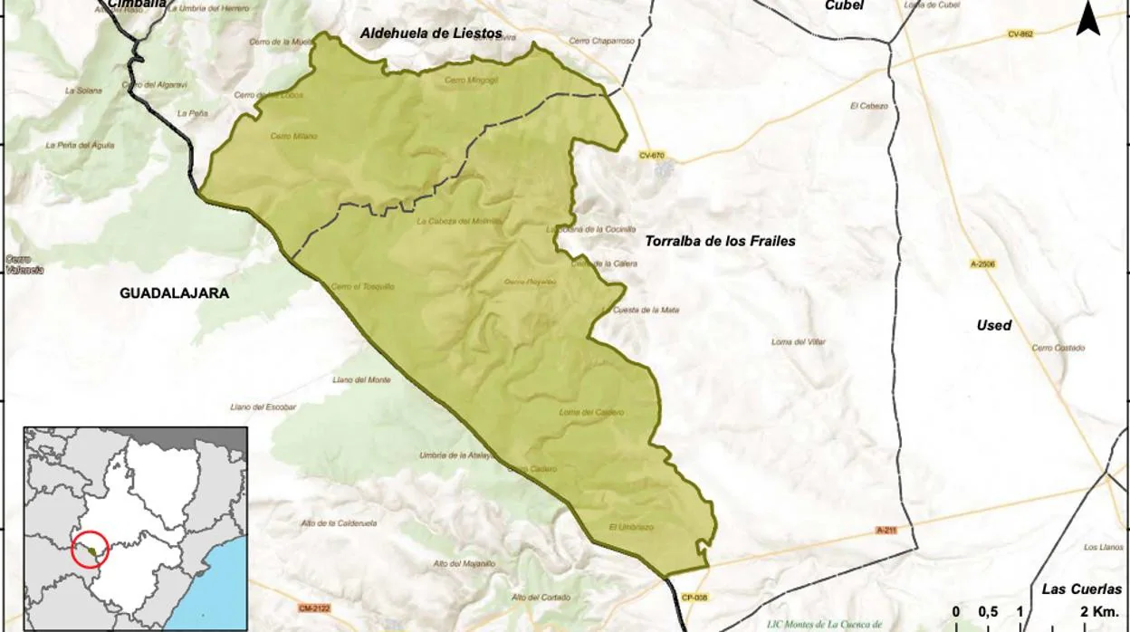 Mapa del área que se quiere declarar ZEPA para compensar los efectos del embalse de Mularroya