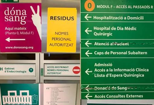 Señalización en el Hospital Son Espases de Palma de Mallorca