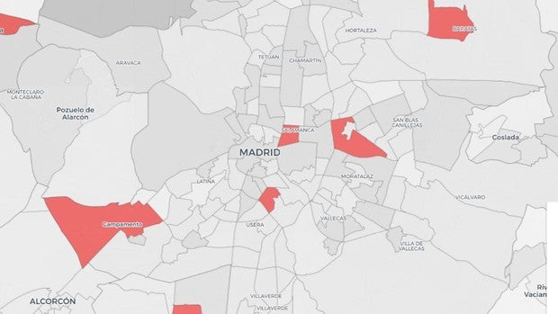 Mapa confinamiento Madrid | Once zonas confinadas, pero ninguna nueva