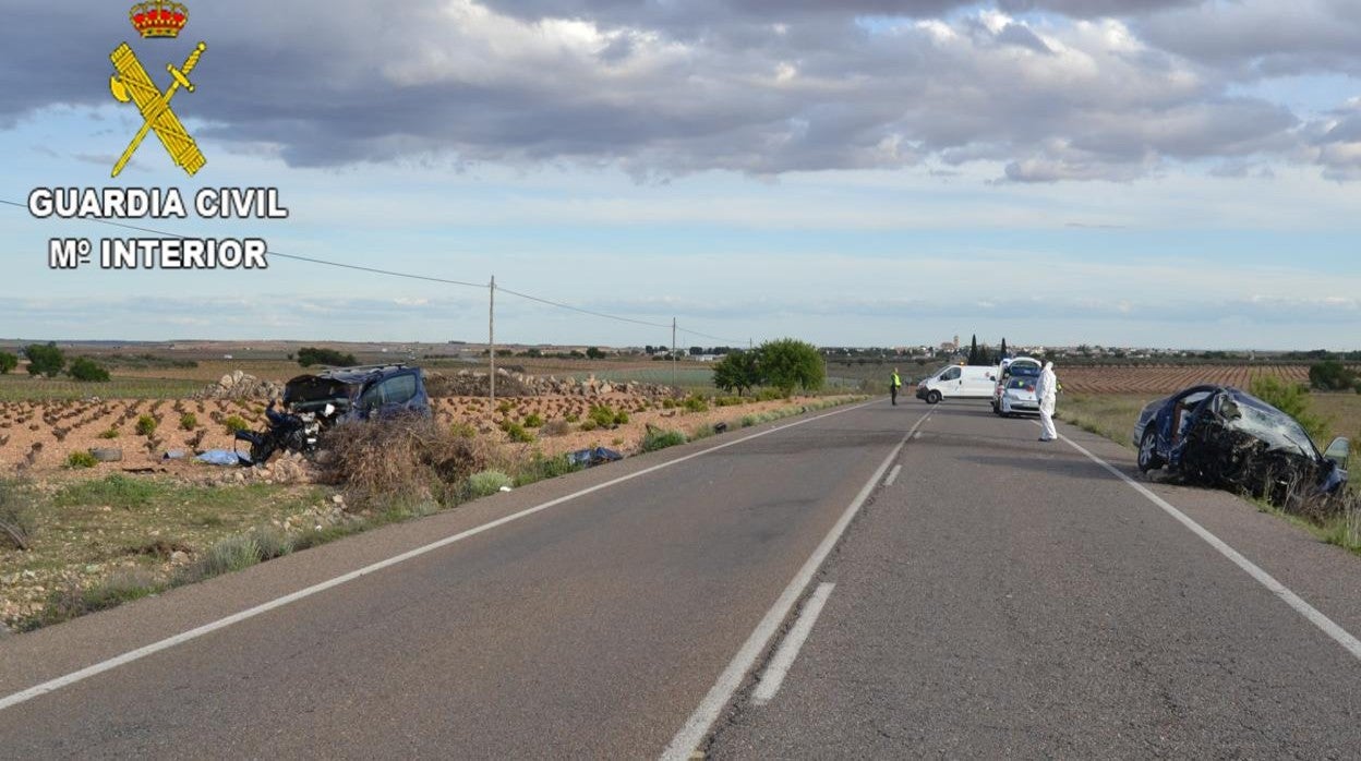 Lugar del accidente, en la CM-3103 en el término municipal de El Toboso