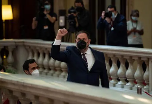 Oriol Junqueras, llegando al Parlament
